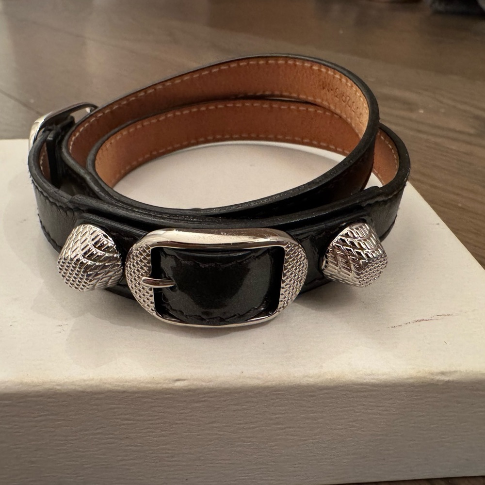 Balenciaga wrap bracelet in black and silver